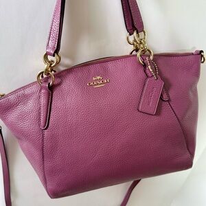 Coach Kelsey Purple Leather Shoulder Bag